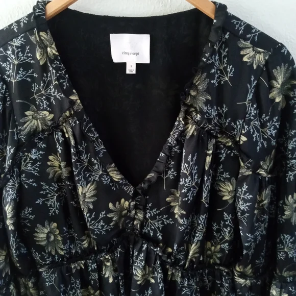 CINQ A SEPT Simmons Botanical Peplum Boho Contoured Blouse | S - Picture 6 of 11